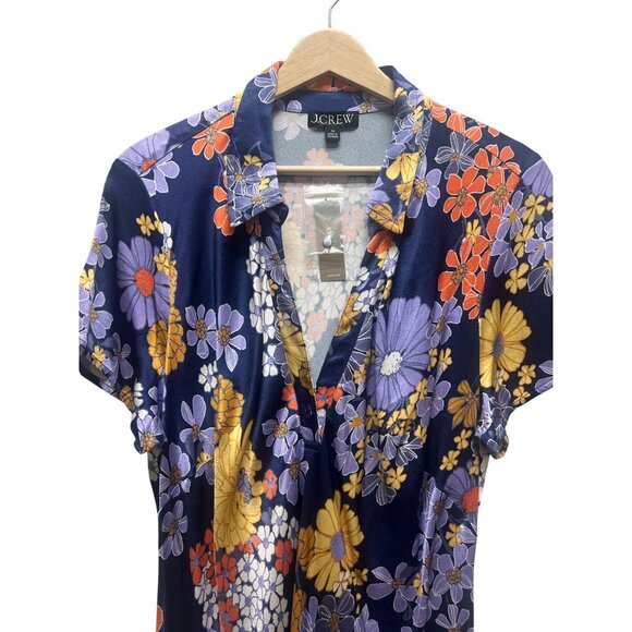 J. Crew NWT Short Sleeve Dusk Floral Prink Luster Crepe Slip Dress - Picture 4 of 10